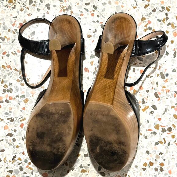 Gucci patent leather Mary Jane 2009 slingback wooden platform stiletto size 38.5 - Picture 11 of 14
